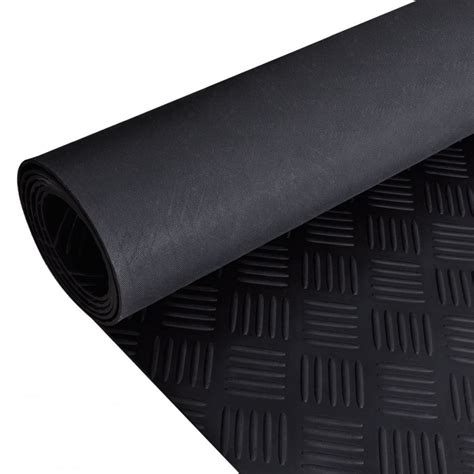 Checker Black Anti Slip Shed Van Garage Rubber Flooring Roll 1.2m wide