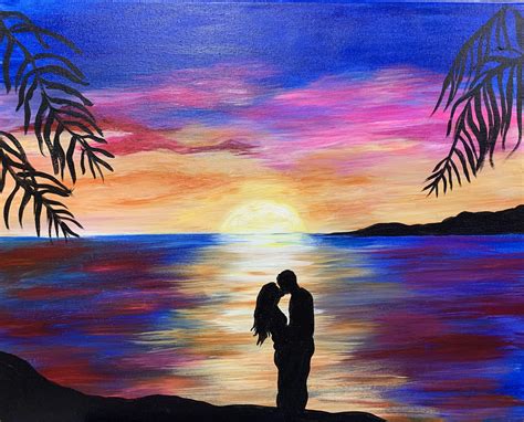 "Sunset Kiss" Couples Canvas Night Friday, November 19th 6:30-8pm - Hands On Art 4 Everyone