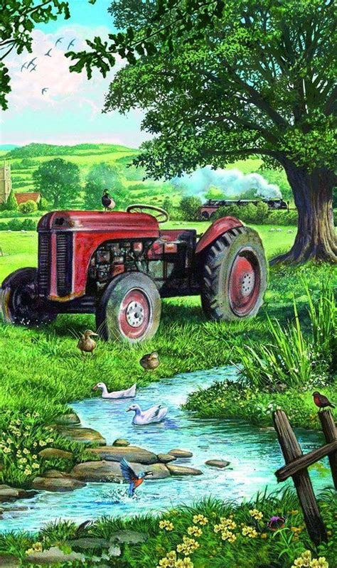 Tractor...Painting | Farm scene painting, Farm art, Tractor art