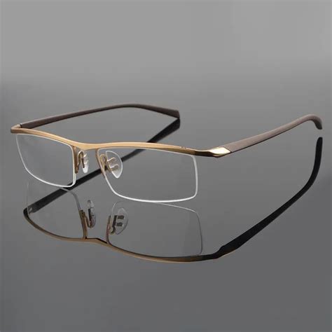 Titanium Half Rimless Eyeglass Frame Men Spectacles Glasses Eyewear Rx able-in Eyewear Frames ...