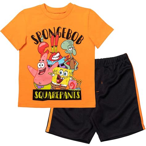 SpongeBob SquarePants Big Boys T-Shirt and Active Dolphin Mesh Shorts Outfit Set 18-20 - Walmart.com