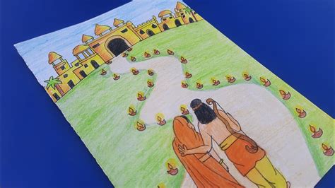 Drawing Ayodhya Scene On Diwali Ayodhya Shree Ram Sita Scene Diwali | Hot Sex Picture