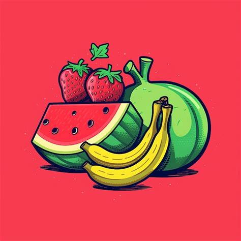 Premium AI Image | fruit cartoon solid colors