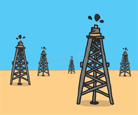 Oil rigs at the desert stock vector. Illustration of drawing - 40865708