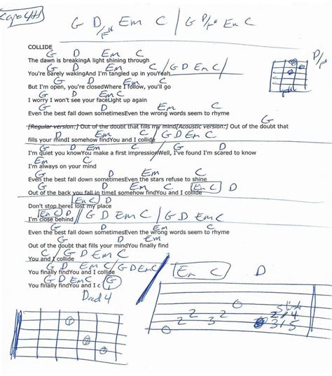 Collide (Howie Day) Guitar Chord Chart - Capo 4th | Guitar songs ...