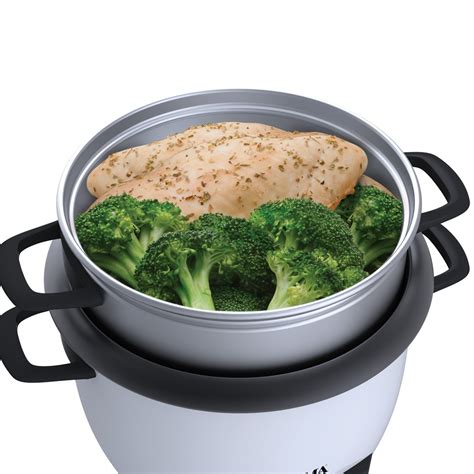 steamed chicken and broccoli in Aroma white 6-cup pot style rice cooker and food steamer | Best ...