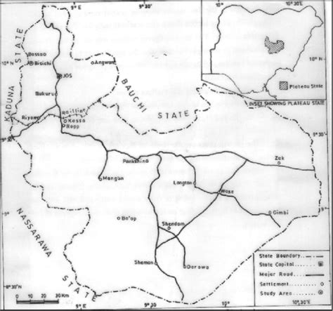 The map of Jos-plateau showing the location of the sampling site. Carte ...