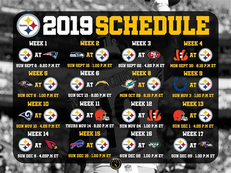 Pittsburgh Steelers Season Schedule | FreePrintableTM.com