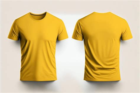 Camisetas amarelas masculinas realistas com espaço para cópia frontal e traseira | Foto Premium