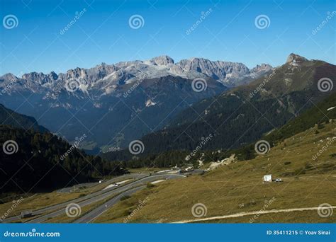 Pass Pordoi from Sass Pordoi, Italy Stock Image - Image of travel ...