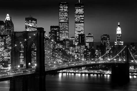 NEW YORK CITY BROOKLYN BRIDGE NIGHT SKYLINE 24 X 36 PRINT POSTER TWIN TOWERS | eBay