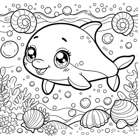 Swimming dolphin coloring page Lulu Pages