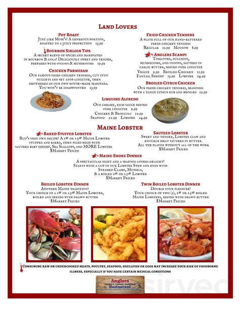 Angler's Restaurant menu in Newport, Maine, USA