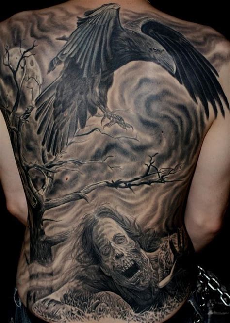 Pin by Heather Mitchell on tattoos | Zombie tattoos, Crow tattoo, Raven ...