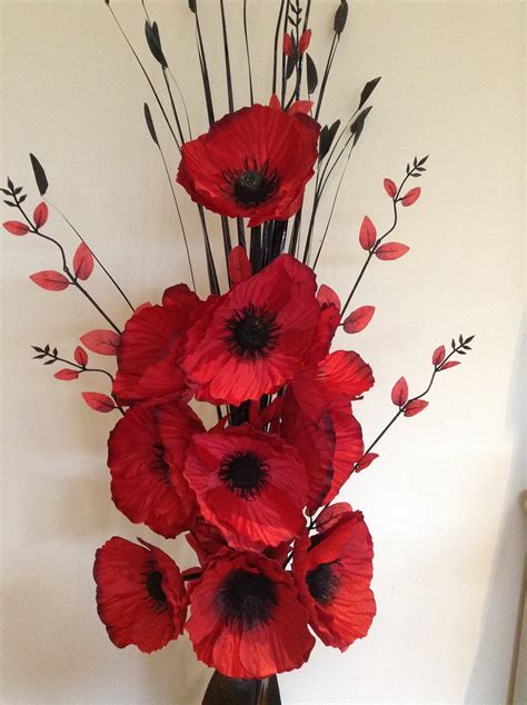 Artificial Poppy Flowers Arrangements - Artificial Silk Flower Arrangement In Red Poppies In ...