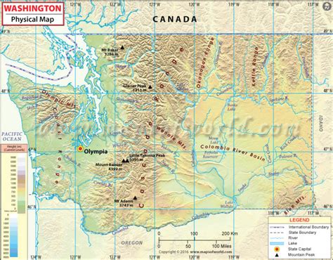 Physical Map Of Washington State - Printable Map