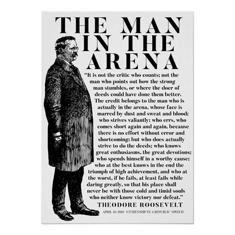 Theodore Roosevelt 'Man In The Arena' Speech Poster | Zazzle.com | Affirmation posters ...