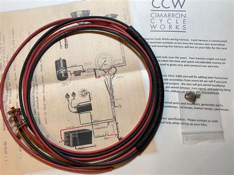 Harley 1939-1947 Tail Lamp Light Wiring Harness Wire Kit Solid Colors ...