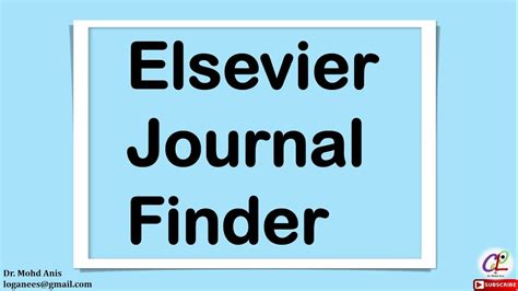 Elsevier Journal Finder - YouTube