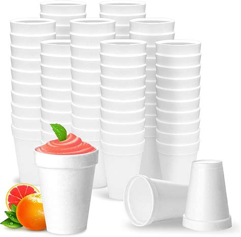 100 Count 12 Oz Styrofoam Cups, Bulk Disposable Liquid Cups for Hot and ...