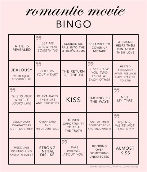 Romantic movie bingo! Part of the charm of romantic movies (especially ...