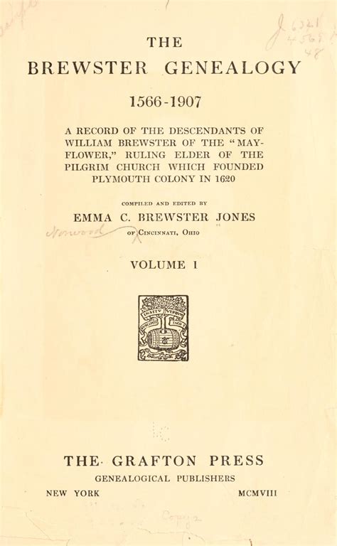 The Brewster genealogy, 1566-1907; a record of the descendants of William Brewster of the ...