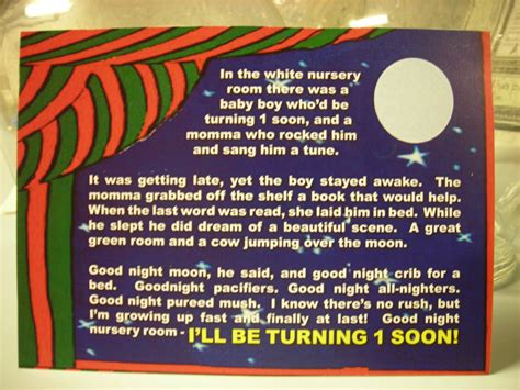 The poem I wrote on the back of Boston's Goodnight moon invitation. | Book party, Good night ...