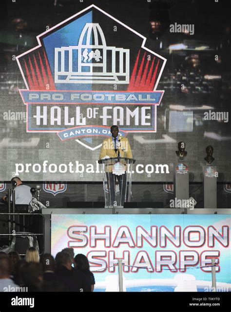 Shannon Sharpe delivers his induction speech during the Pro Football ...