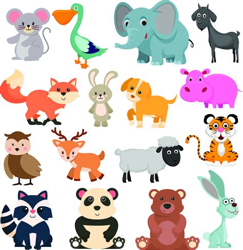 Animal Cartoon Clipart Cut Animals Digital Design Animal Graphic Design SVG Download Digital ...