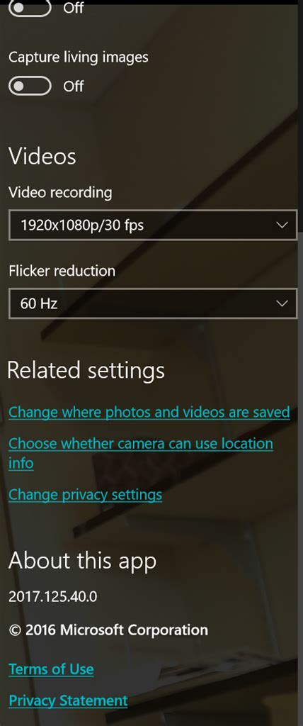 camera settings, windows 10 - Microsoft Community