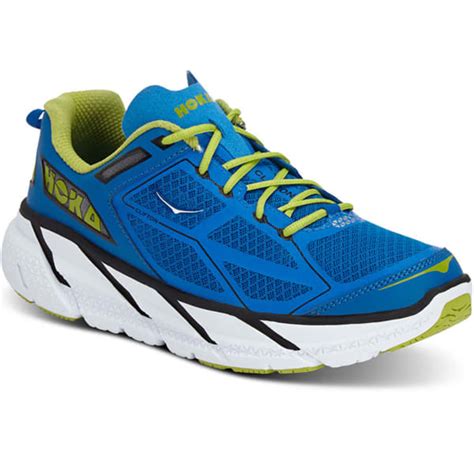 HOKA ONE ONE Men's Clifton Road Running Shoes, Blue/Black/Lime - Eastern Mountain Sports