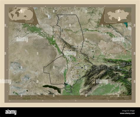 South Kazakhstan, region of Kazakhstan. High resolution satellite map ...