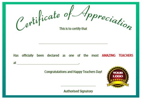 11+ Printable Certificates Of Appreciation For Teachers in Teacher Appreciation Certificate Free ...