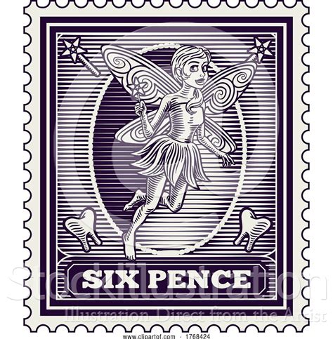 Vector Illustration of Tooth Fairy Postal Letter Postal Postage Stamp ...