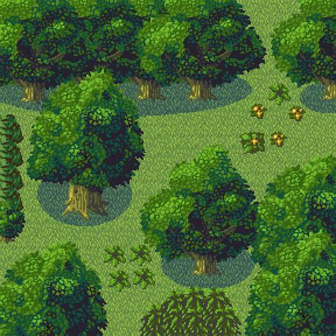 Made some Trees and Bushes from a top down Perspective. Perfect for RPG games. | Pixel art ...