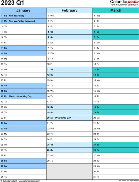 Quarterly Calendars 2023 - Free Printable PDF Templates