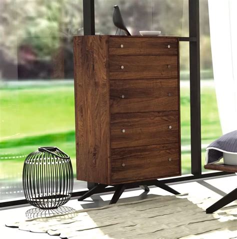 Small Mid Century Modern 5 Drawer Chest Dark Walnut Astrid 5 Drawer Chest | Interior Design Ideas