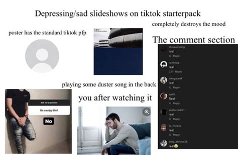 Depressing sad slideshows on tiktok starterpack completely destroys the mood you after watching ...