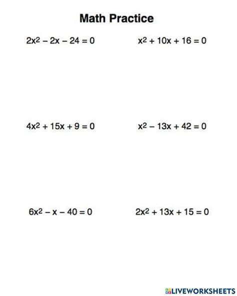 Solving Quadratic Equations by Factoring 1020281