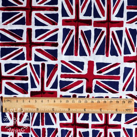 Union Jack Flag fabric, retro vintage-style, 100% cotton - per half metre