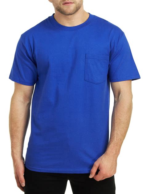 Hanes Men's Short Sleeve Beefy-T Pocket T-Shirts, Deep Royal, Large ...