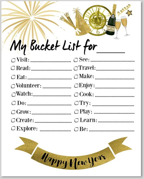 Enjoy this FREE Printable bucket list to write down your family’s important goals for the new ...