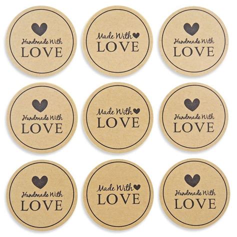 Sticker HANDMADE WITH LOVE slogan with hearts kraft paper | Etsy | Handmade sticker, Handmade ...