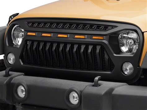 RedRock Jeep Wrangler Gladiator Grille with Amber LED Lighting J134253 (07-18 Jeep Wrangler JK ...