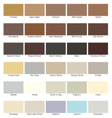 Valspar Solid Stain Color Chart - Paint Color Ideas