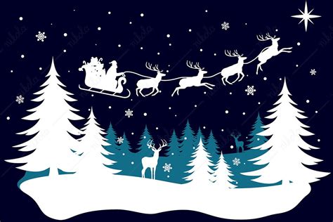 Winter Landscape Christmas Santa Sleigh Graphic by nikola · Creative Fabrica