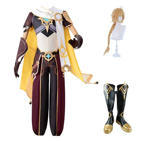 Genshin Impact Aether Cosplay Costume Outfit Dress With Wig And Demonia ...