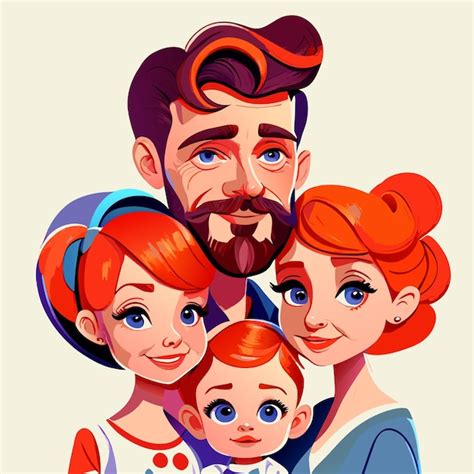 Premium Vector | Caricature of a family with two children digital art ...