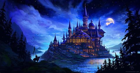 Night Castle by Steven Hake. Castle illustration, Castle art, Fantasy castle HD wallpaper | Pxfuel