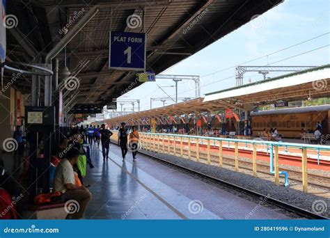 December 30 2022 - Kannur, Kerala, India: People Waiting for the Train at Railway Station in ...